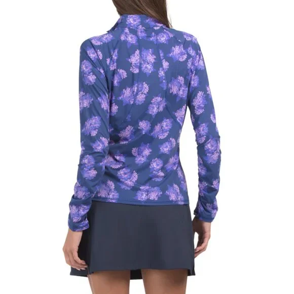 G/FORE Space Nylon Blend Peony Silky Tech Ruched Quarter Zip Pullover Jacket
